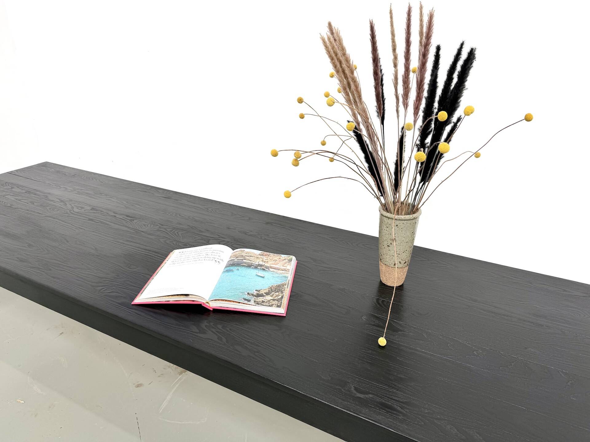 Large burnt wood table Shou Sugi Ban - 300 x 90 cm