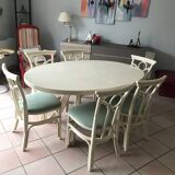 OVAL TABLE WITH TWO REMOVABLE EXTENSIONS AND 6 CHAIRS