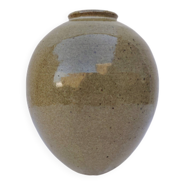 Vase ventru en grès émaillé, signé, vintage