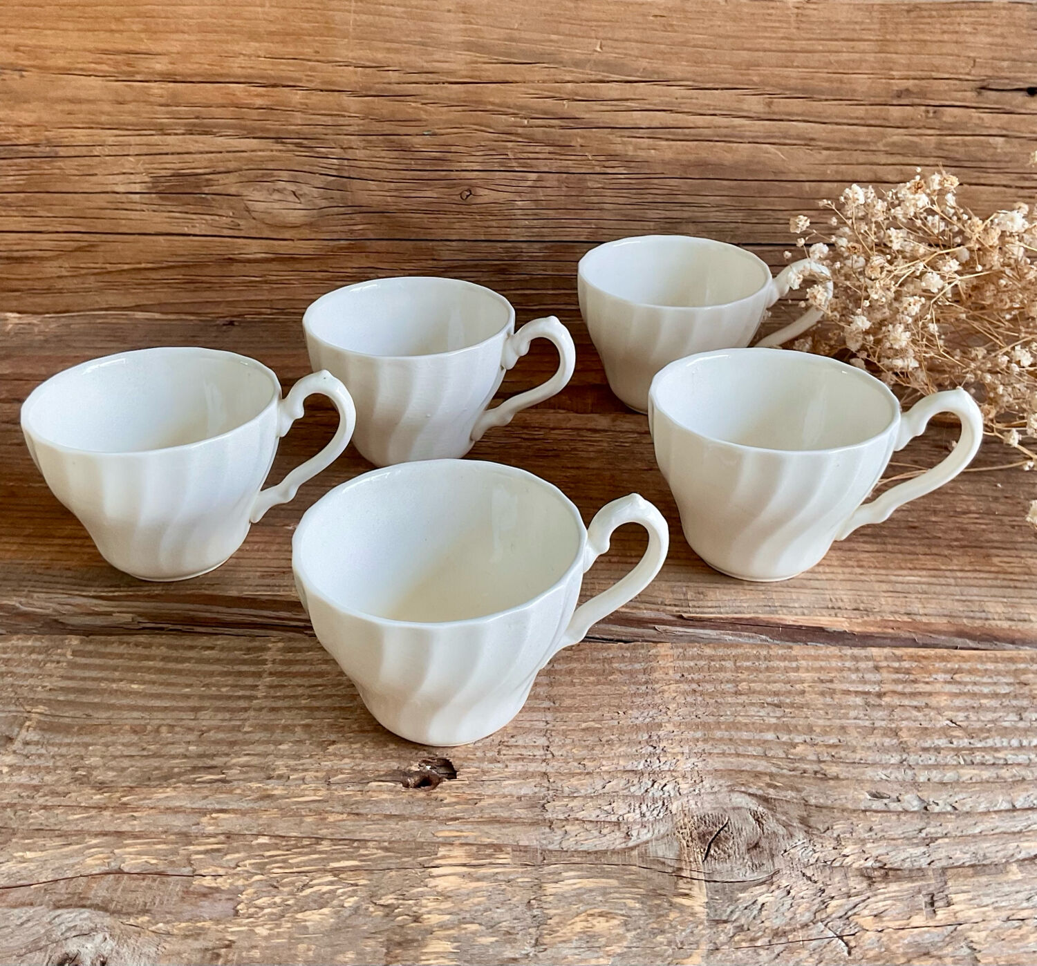 5 cups and creamer Myott Staffordshire England