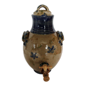 Old belly vinegar in beige and blue enamelled gres