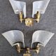 Pair of plastic and brass wall lights from the 60s/70s.
