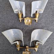 Pair of plastic and brass wall lights from the 60s/70s.
