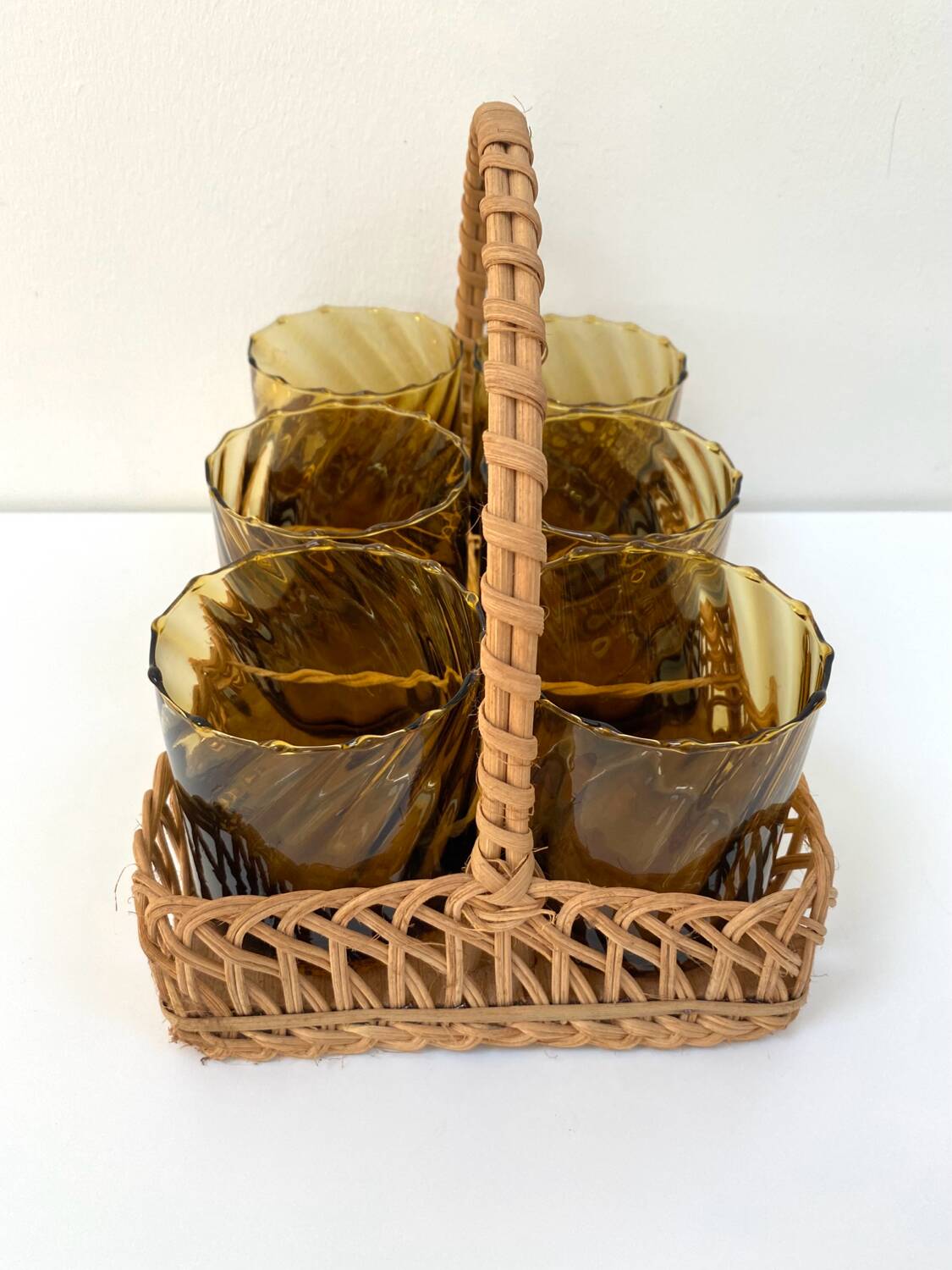 1970s rattan glass holder