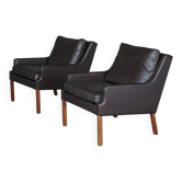 x2 Danish leather armchairs by Georg Thams, Denmark 1960s