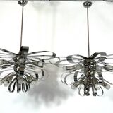 Mid-century pair of Italian chrome chandeliers from 70