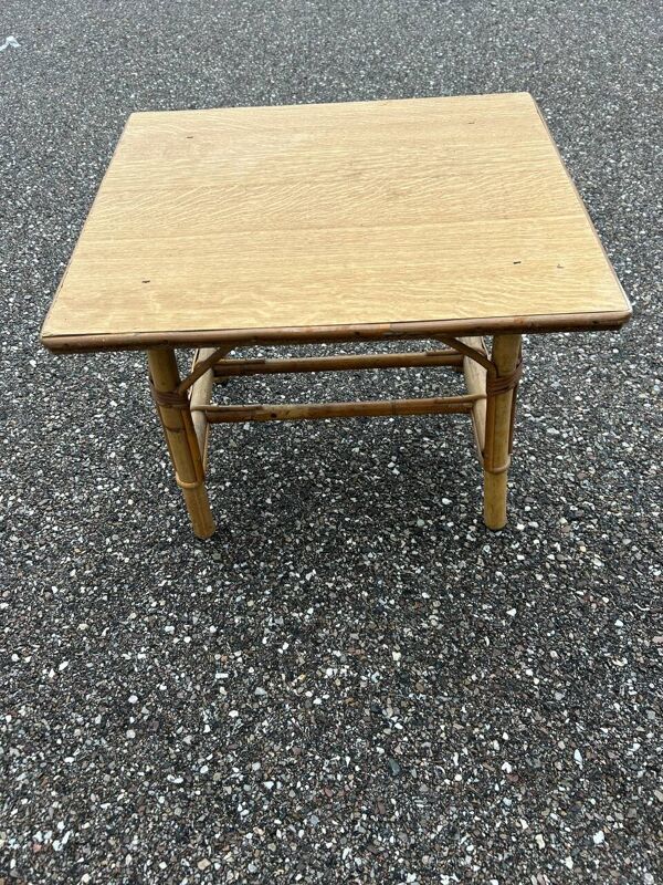 Bureau et chaise enfant en rotin