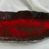 Vintage 1980s ceramic dish in the shape of a banana leaf