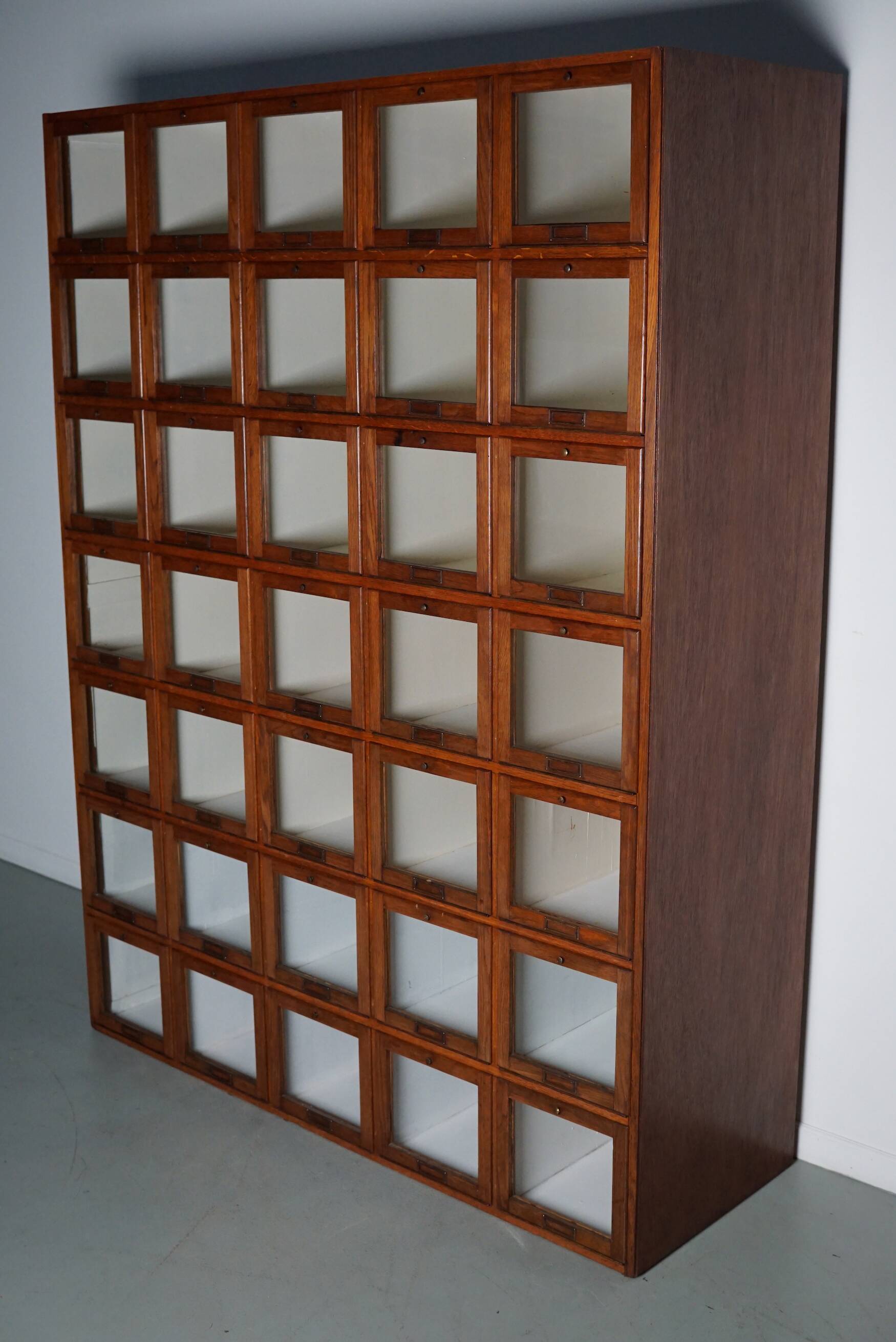 Antique Large Dutch Oak Haberdashery Shop Cabinet Folding Doors, 1920/30s