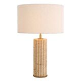 Pair of travertine and patinated brass table lamps