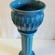 Column and basin in Art Deco style in blue glazed ceramic - mid 20th century.