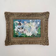 Acrylique et médias mixtes sur panneau encadrée, composition abstraite, Felix Bachmann