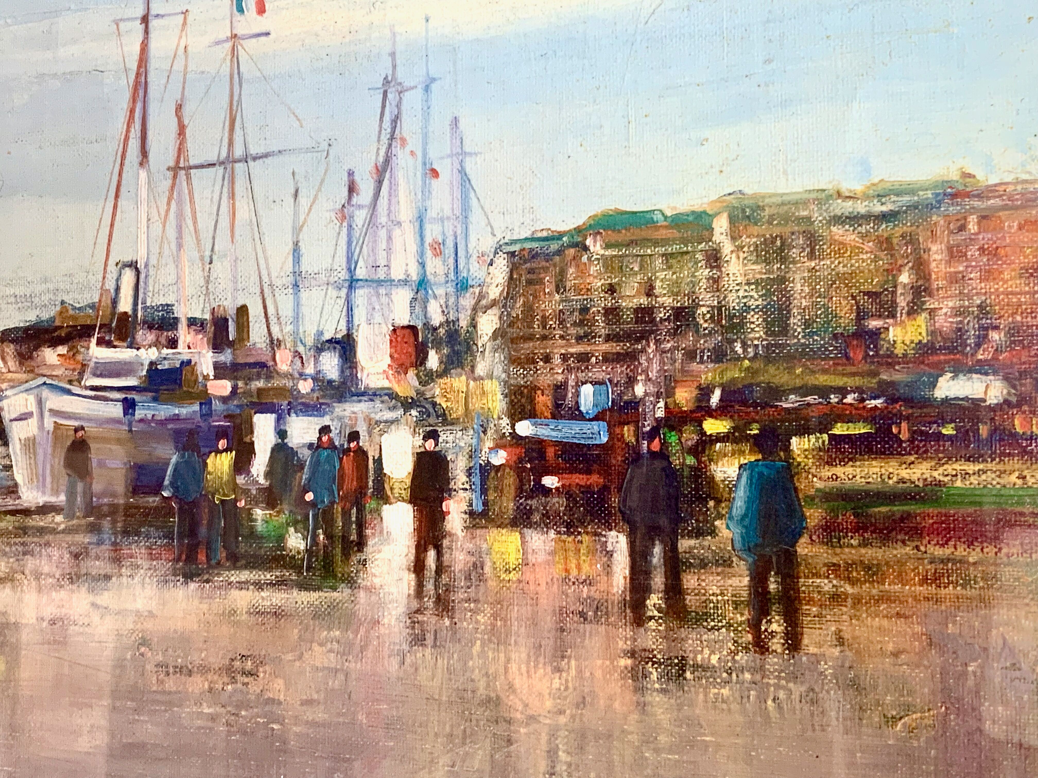 Oil on canvas framed representing the Breton port of Dahouët
