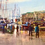 Oil on canvas framed representing the Breton port of Dahouët