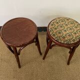 Pair of low vintage “Thonet” style bentwood stools