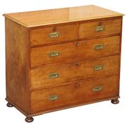 Victorian military commode in patinated walnut.