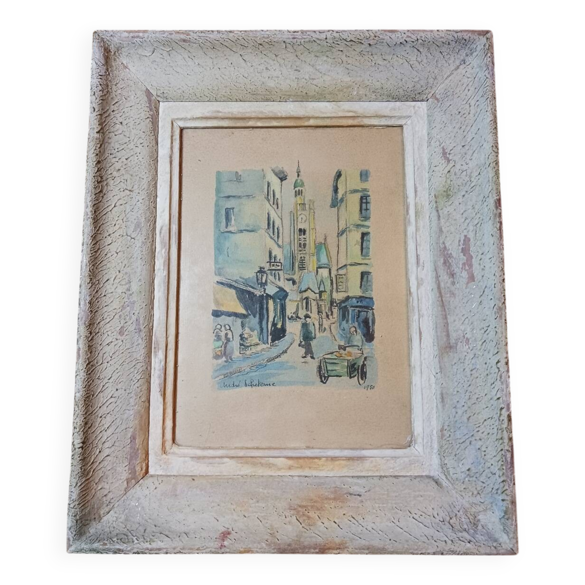 Aquarelle "Rue de la montagne Sainte Geneviève àParis"