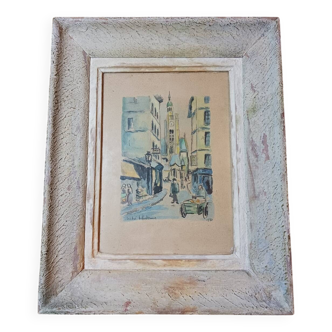 Watercolor "Street of the Sainte Geneviève mountain in Paris"