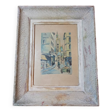 Watercolor "Street of the Sainte Geneviève mountain in Paris"