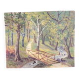 Oil on wood landscape signed Carl SIM