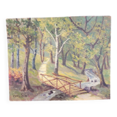 Oil on wood landscape signed Carl SIM