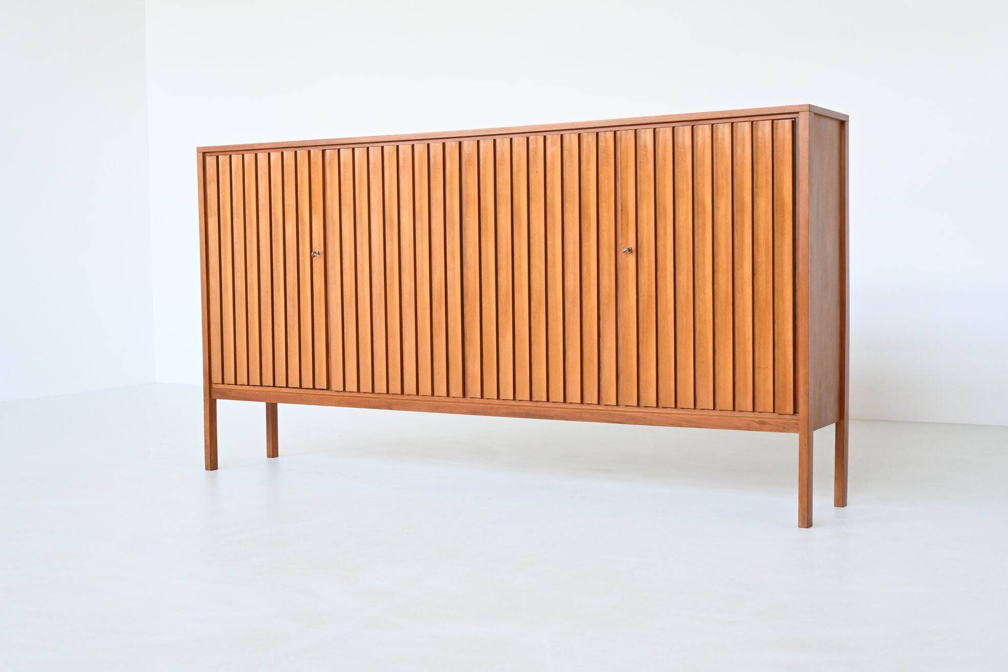 Leo Bub symmetric highboard in walnut XL Bub Wertmobel Germany 1960