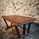 French vintage table in solid oak, Arts & Crafts style, 1930s–1940s.