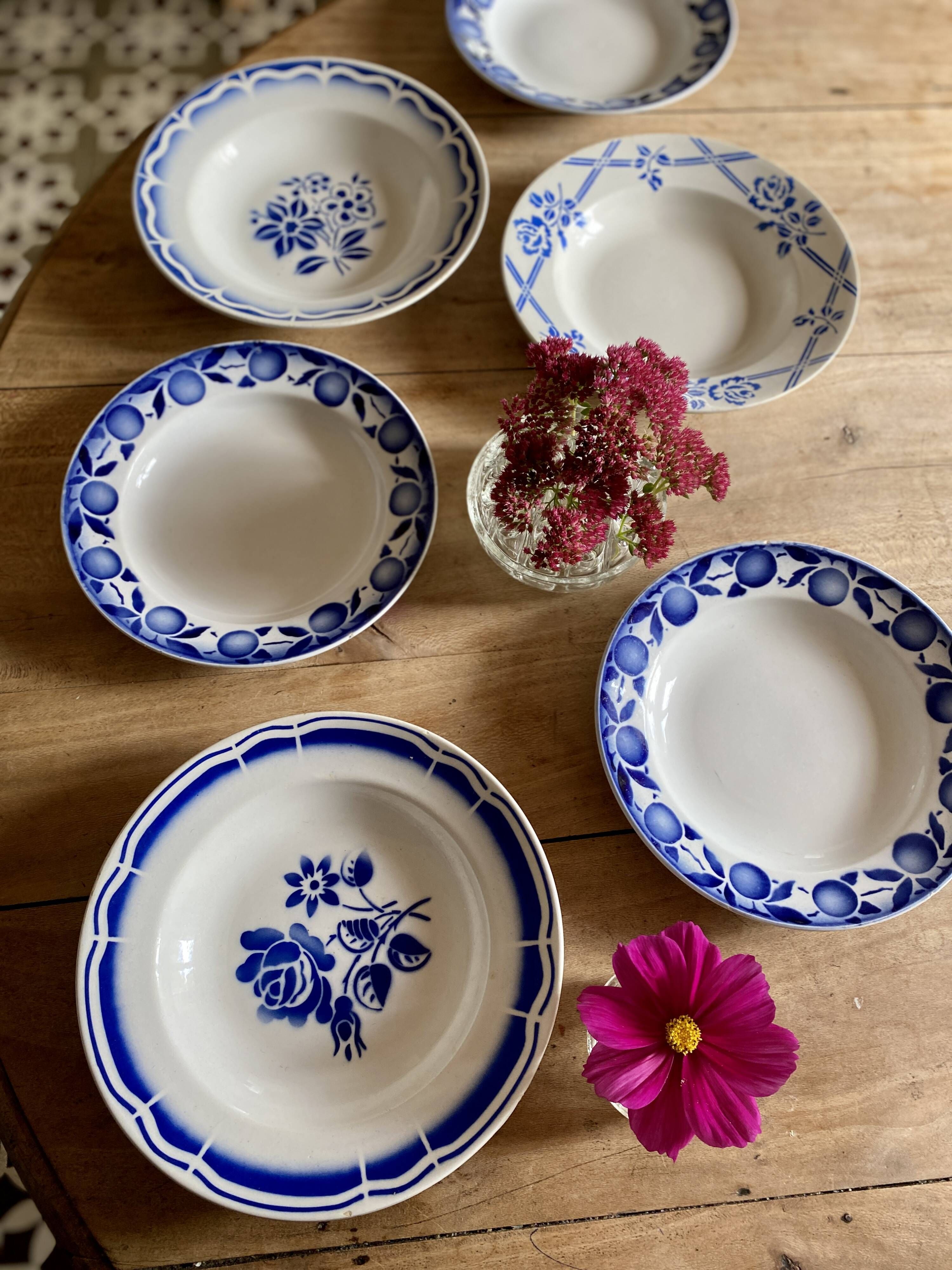Lot de 6 assiettes creuses vintage dépareillées