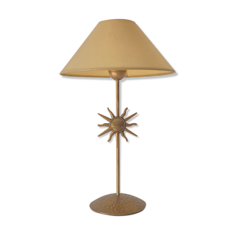 Hammered gilded bronze sun lamp from the 80s