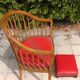Fauteuil et repose pieds cuir Rouge