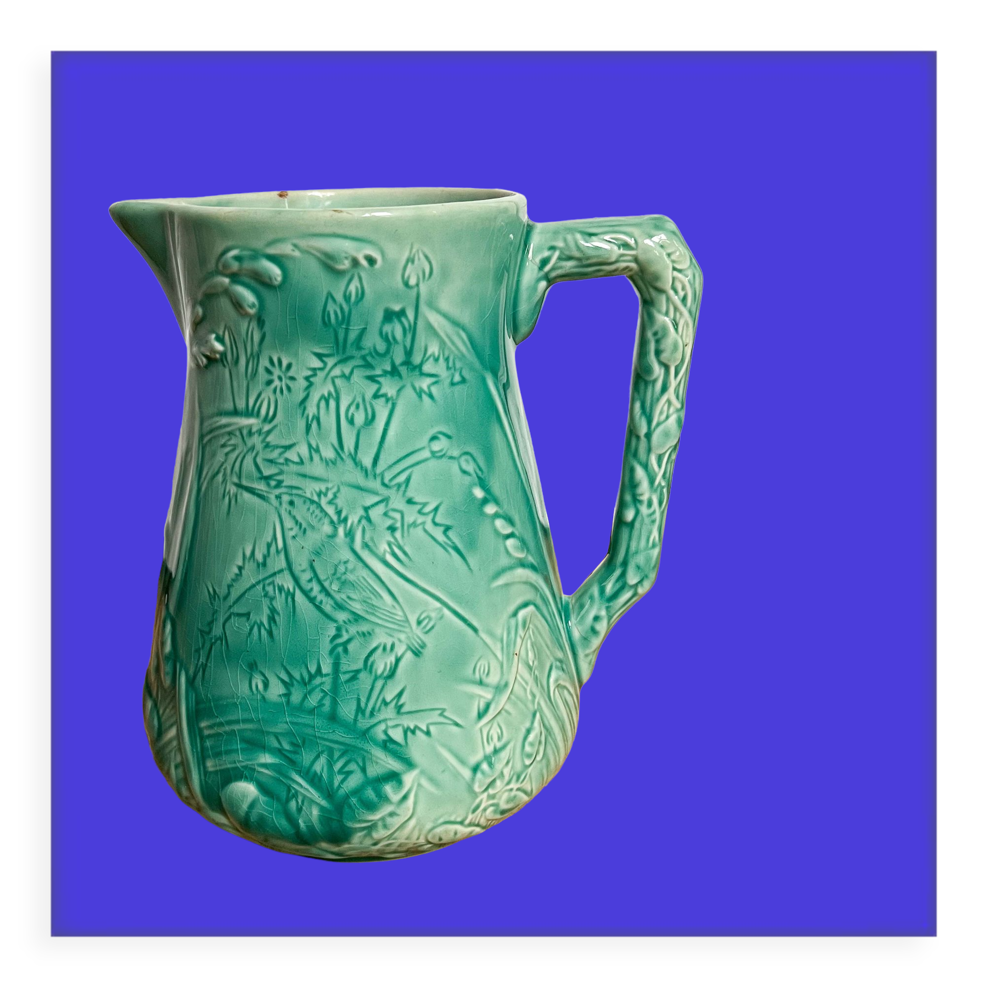 Decorative water decanter in painted ceramic