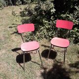 Pair of vintage chairs in red formica