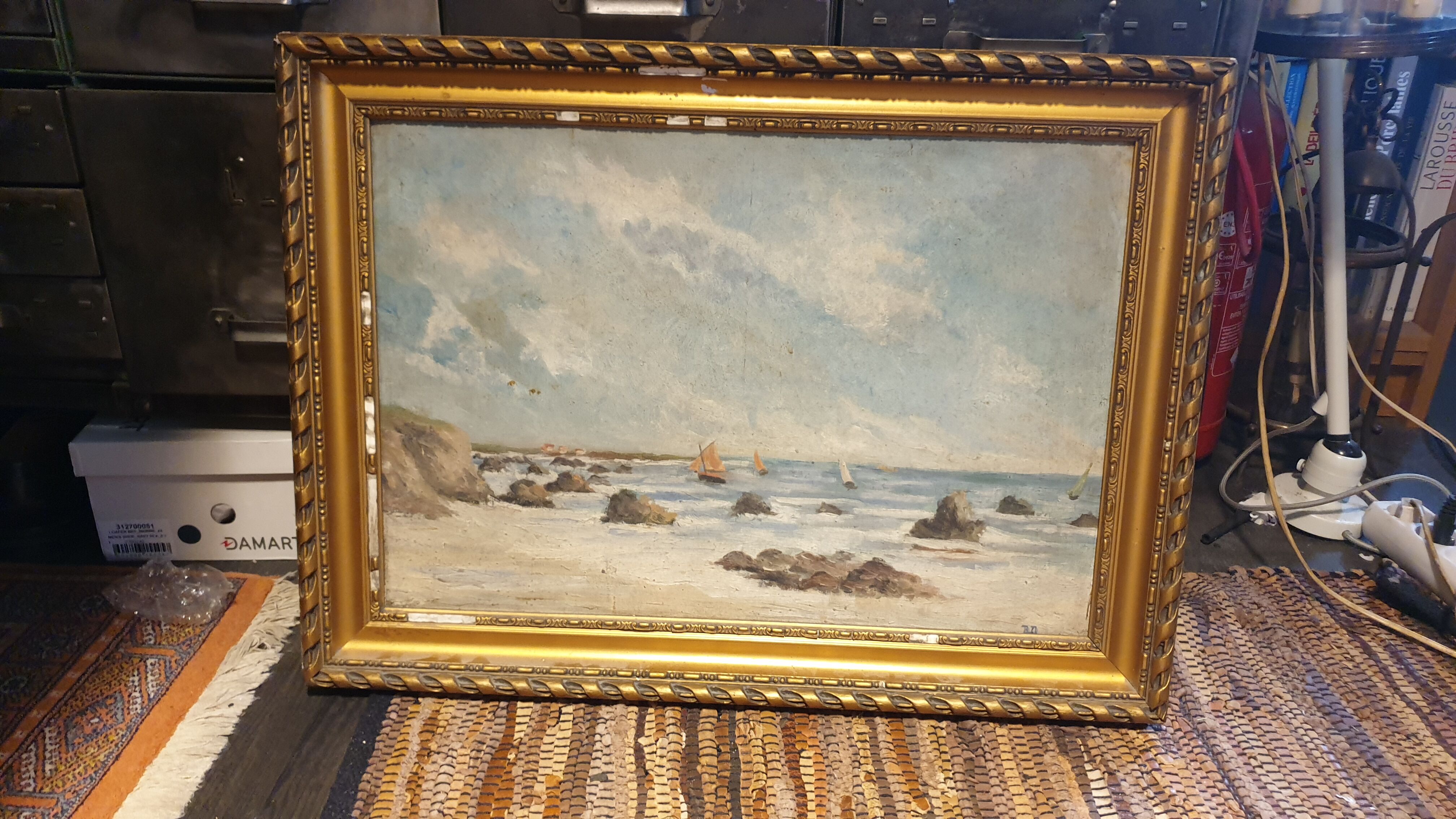 Huile sur toile paysage côtier