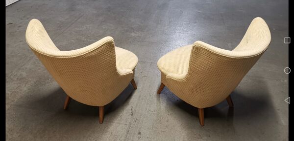 Fauteuil wing chair egg tonneau années 50 moderniste