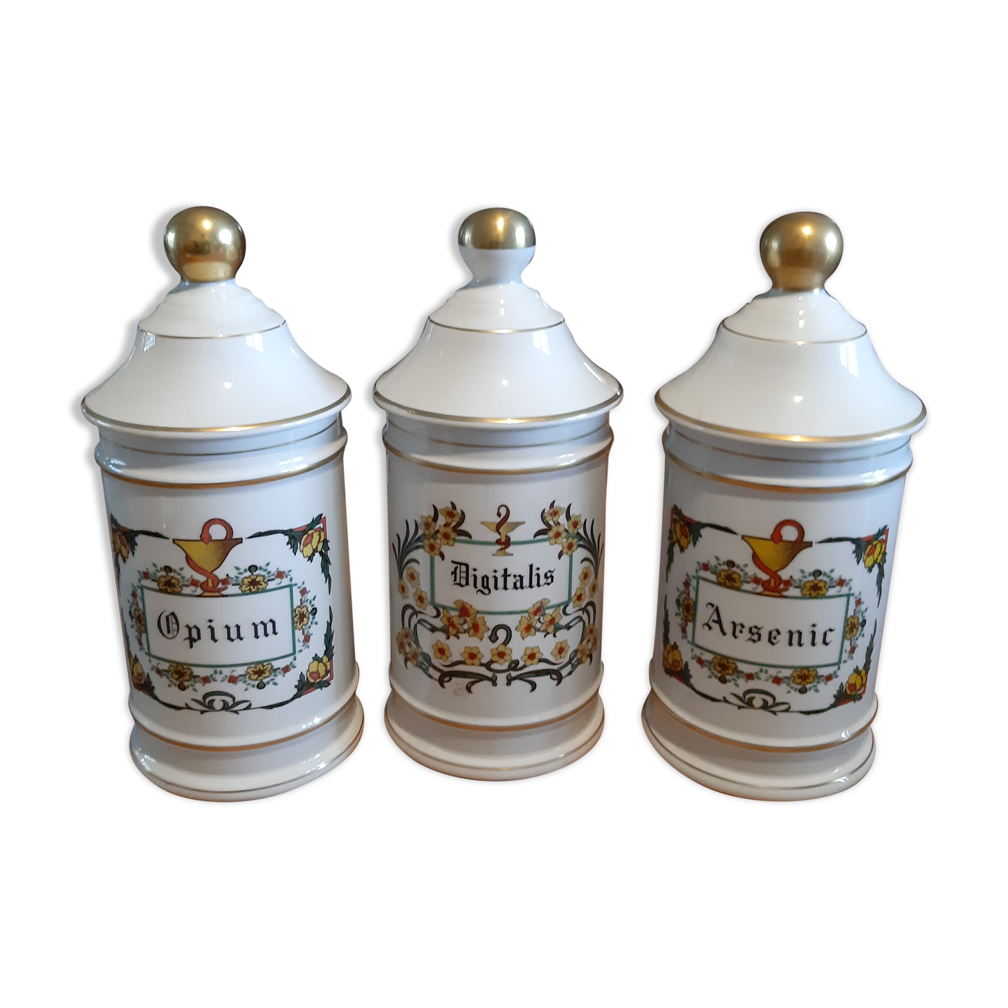 3 pots a pharmacy 19th in limoges porcelain claude caspenet