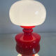Red and white bedside lamp in opaline.
