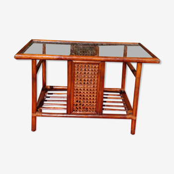 Rattan coffee table, canning, glazed top