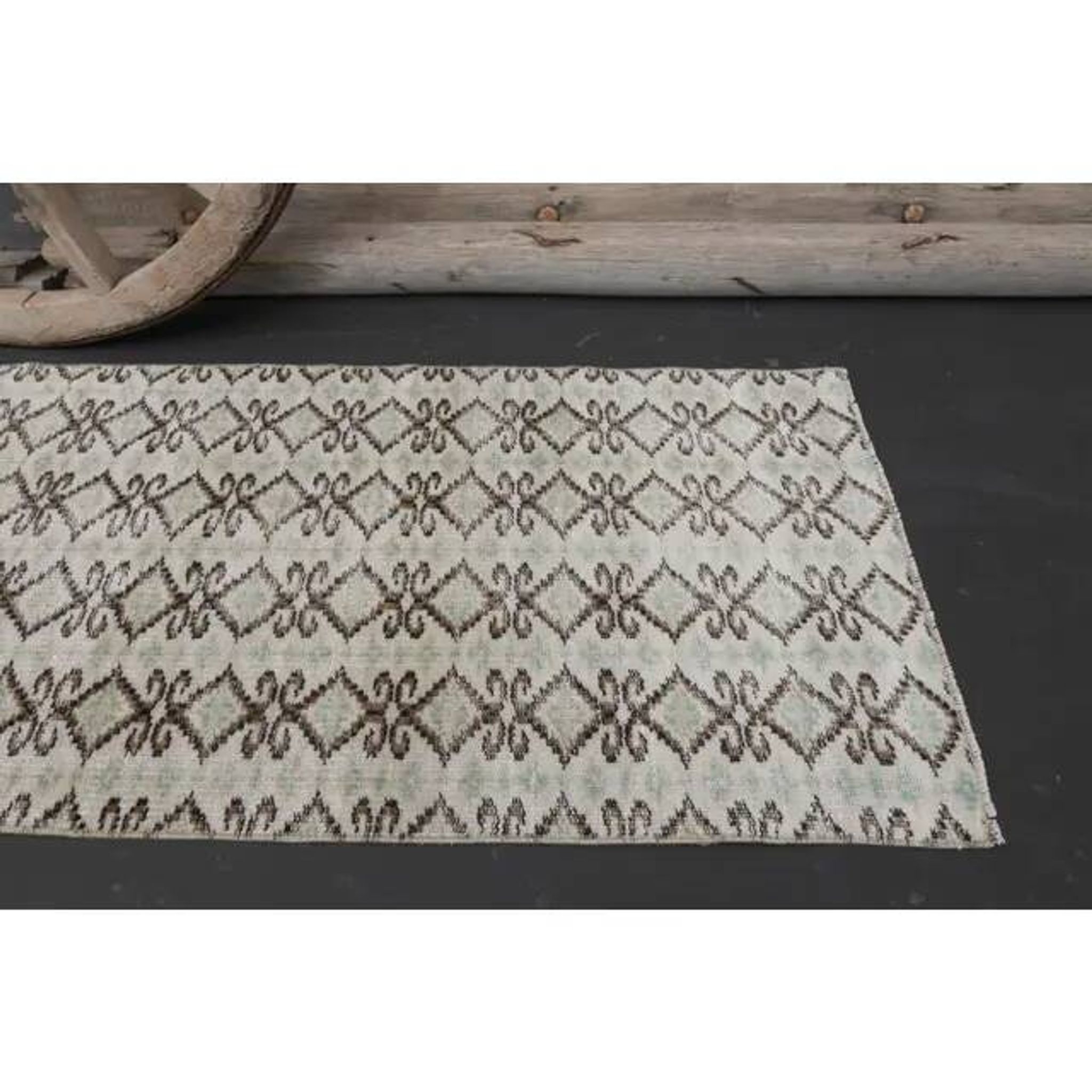 1970s Turkish Hand-Knotted Wool Cotton Beige Runner Rug 70x262