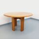 Table à manger ronde vintage Seltz des années 70 80 en orme blond massif