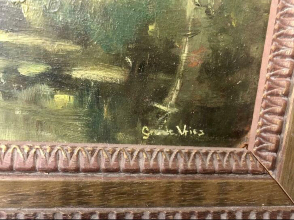 Dutch school - landscape with cows - oil paint