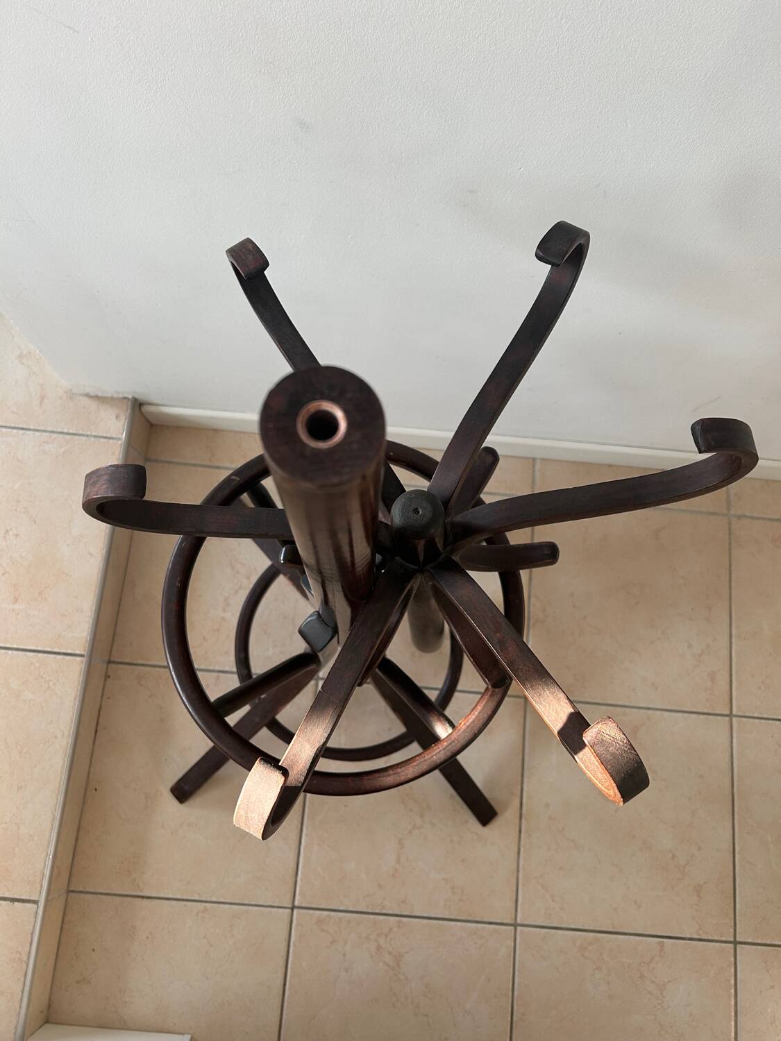 Baumann style 1960 swivel parrot coat rack in bent wood
