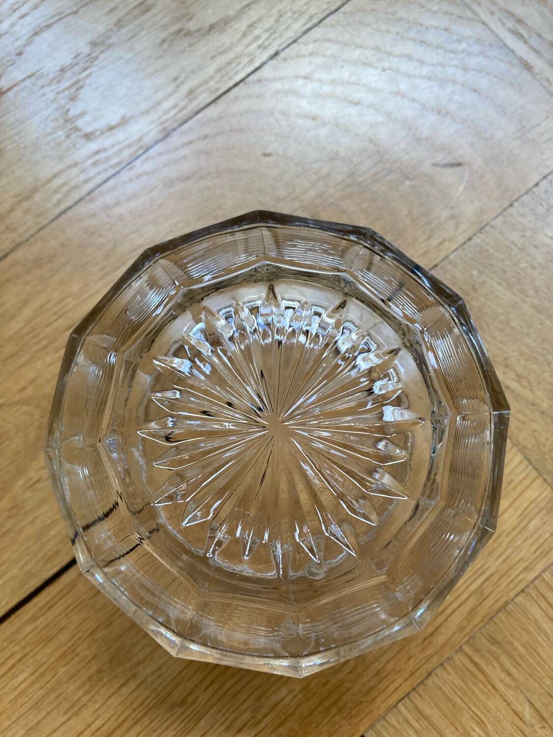 Molded glass sugar bowl