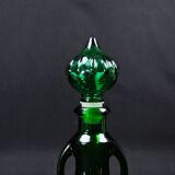 Vintage 70s green Empoli glass genie carafe bottle