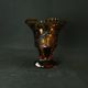Bohemian cut crystal vase with Art Deco ruby red amber floral decoration