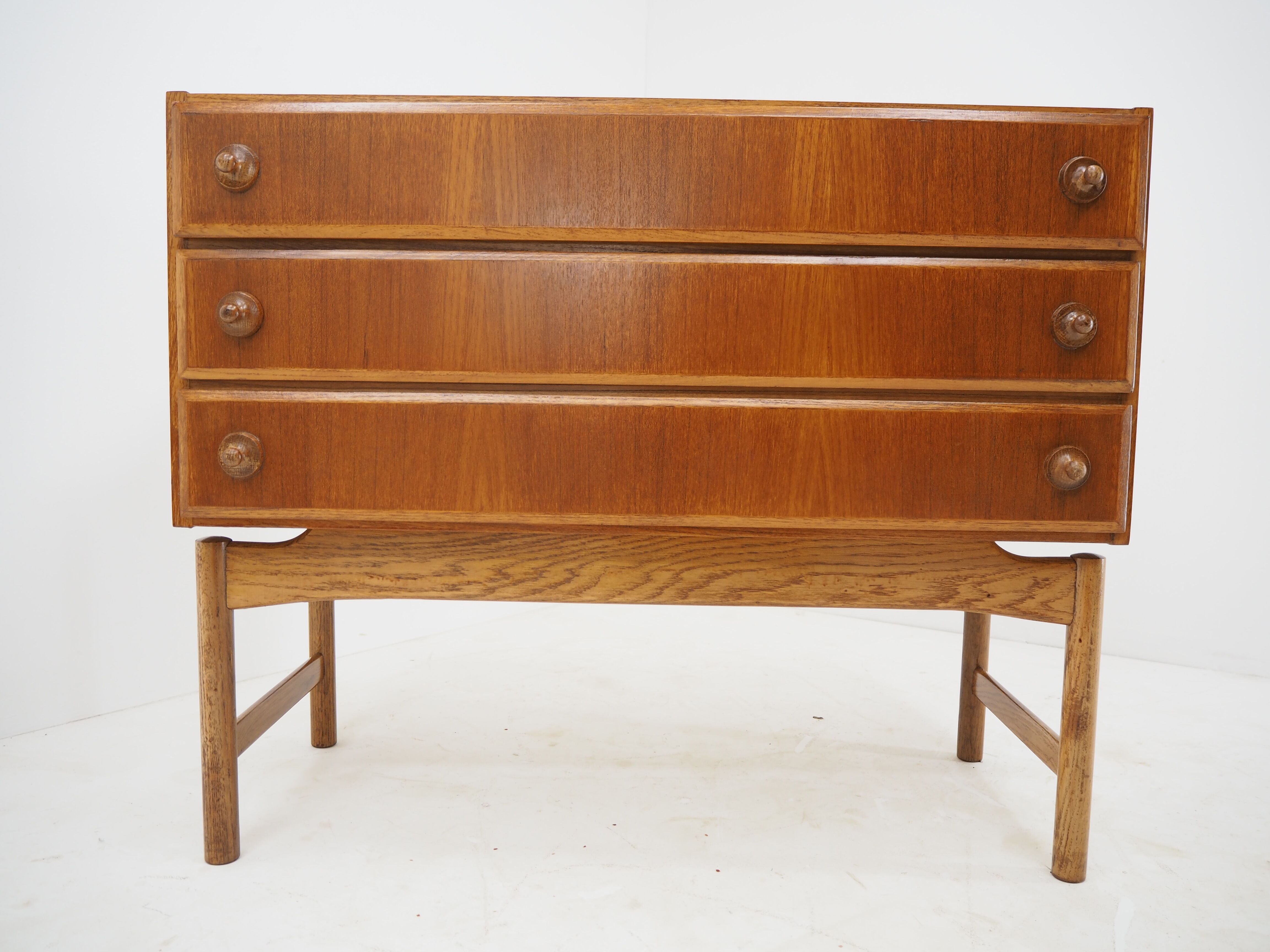 1960 Rare Teak and Oak Chest of Drawers by Krasna Jizba ,Czechoslovakia