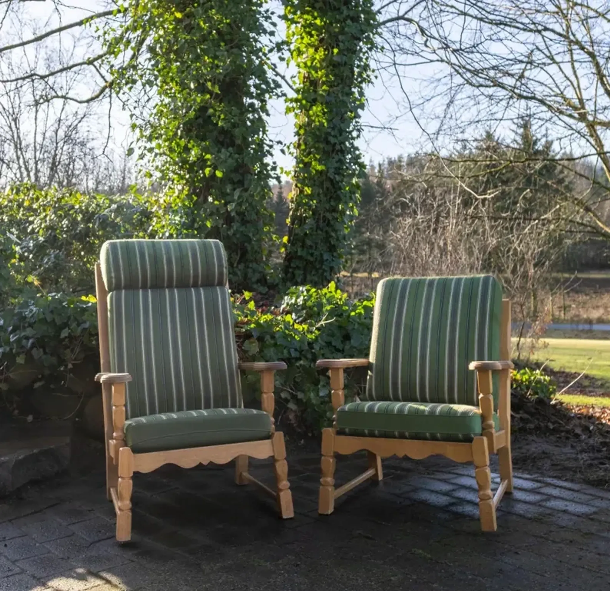 Lounge Chairs in Oak, Henry Kjærnulf Style, 1970s Danish Design