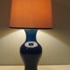 Lampe de table en céramique bleue France 1970