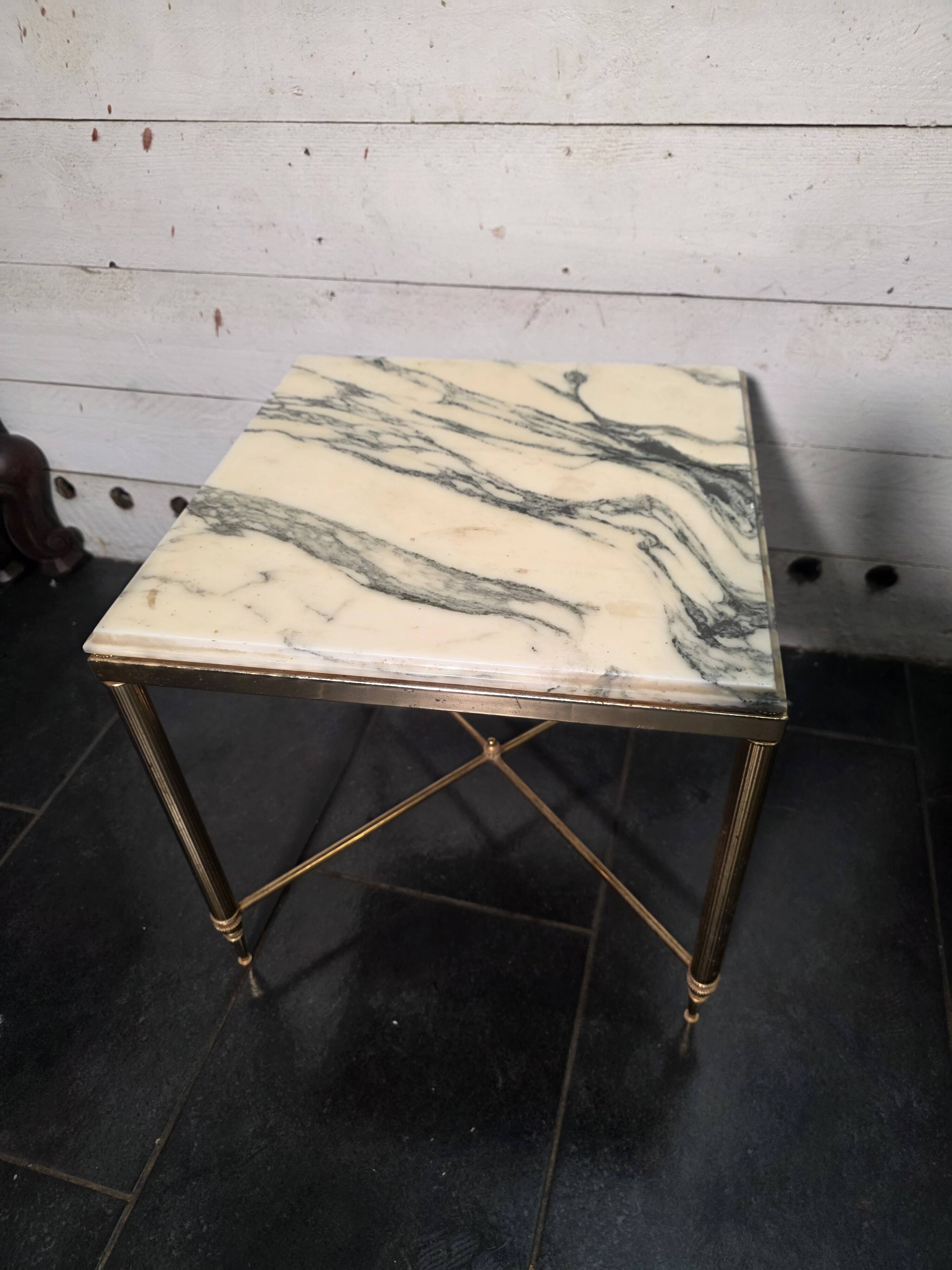 1960s brass and marble side table