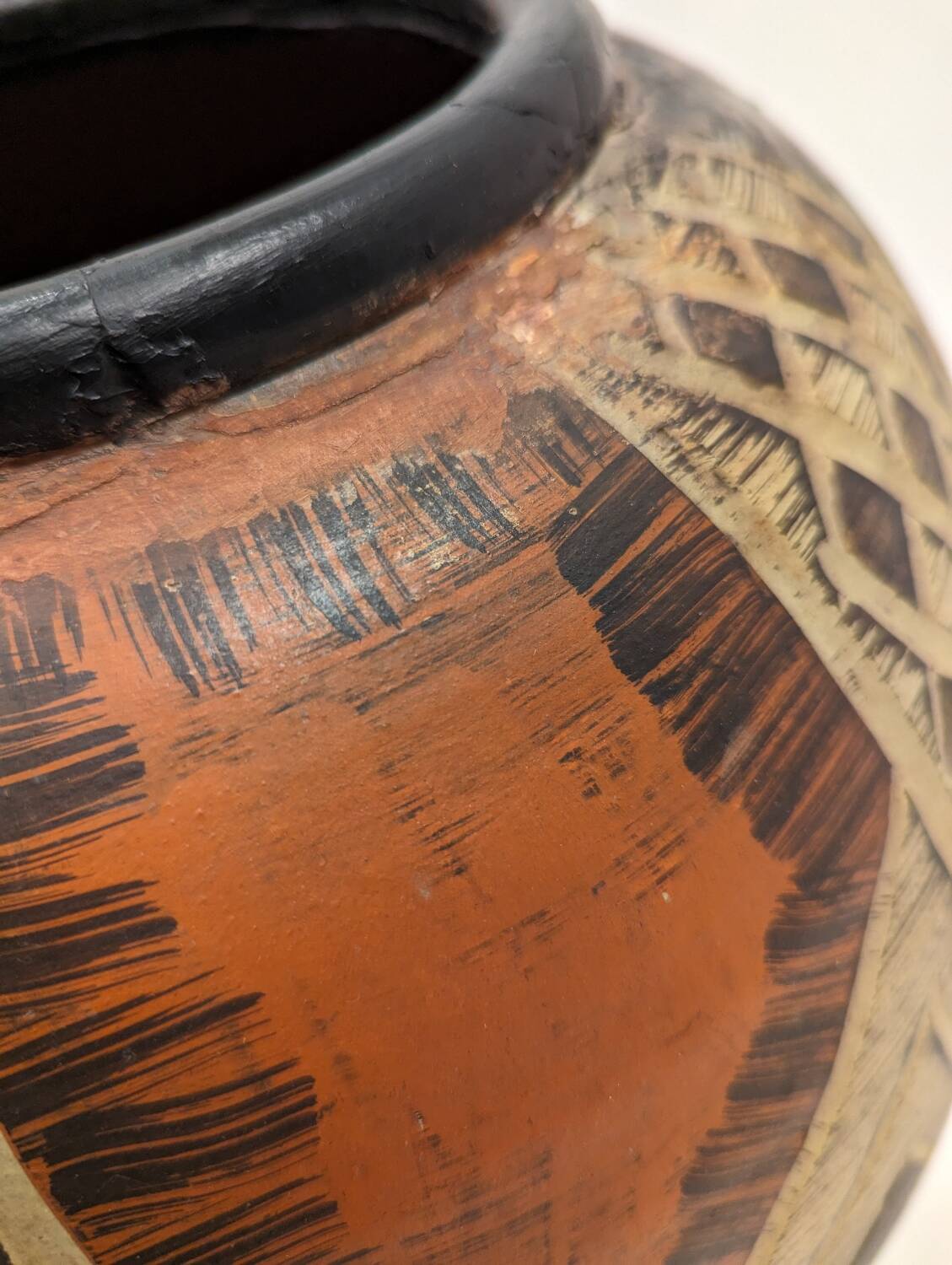 Large vintage ceramic vase abstract decor