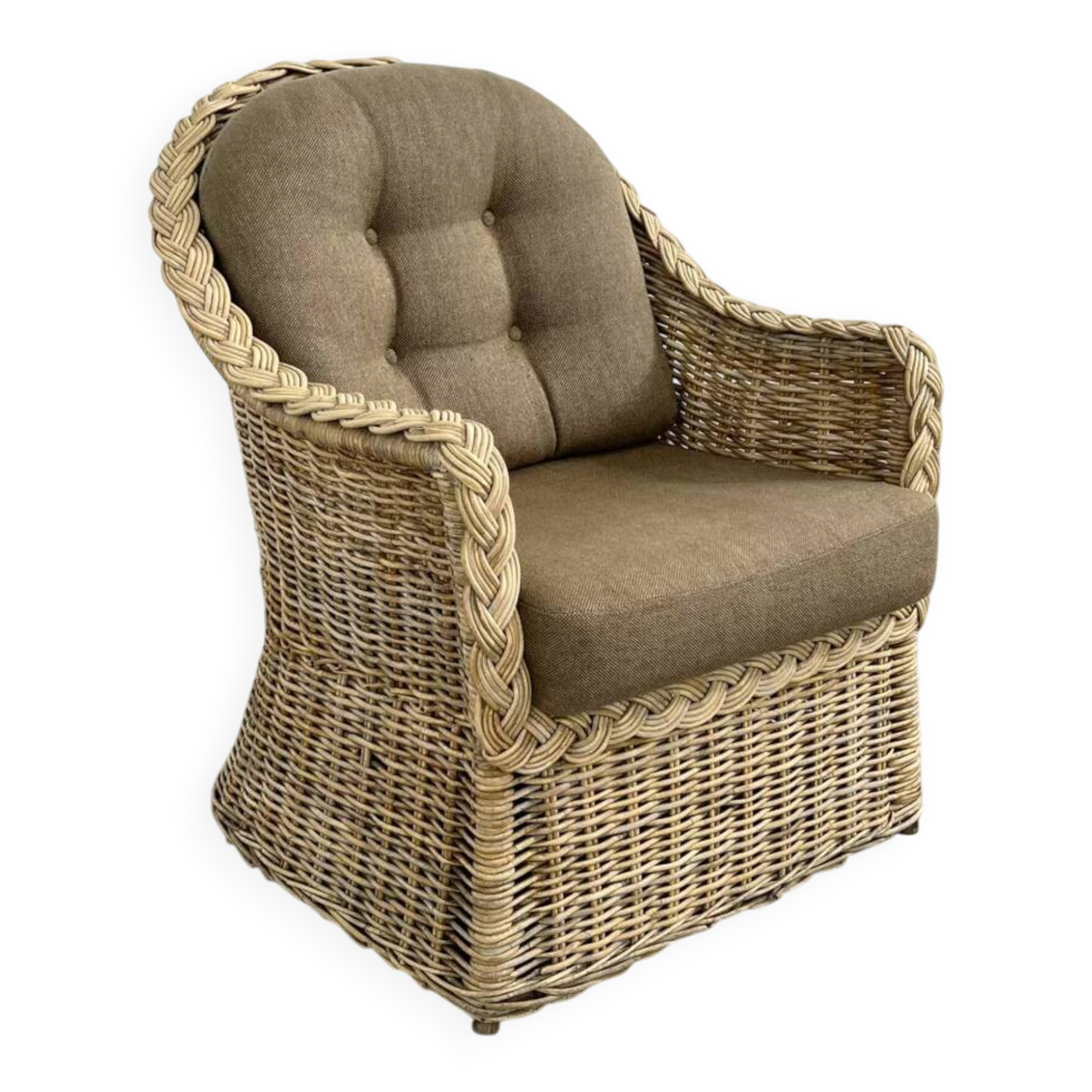 Fauteuil cabriolet en rotin et osier